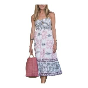 Perry Walker Collective The Calli Midi Sundress In Grey And Pink